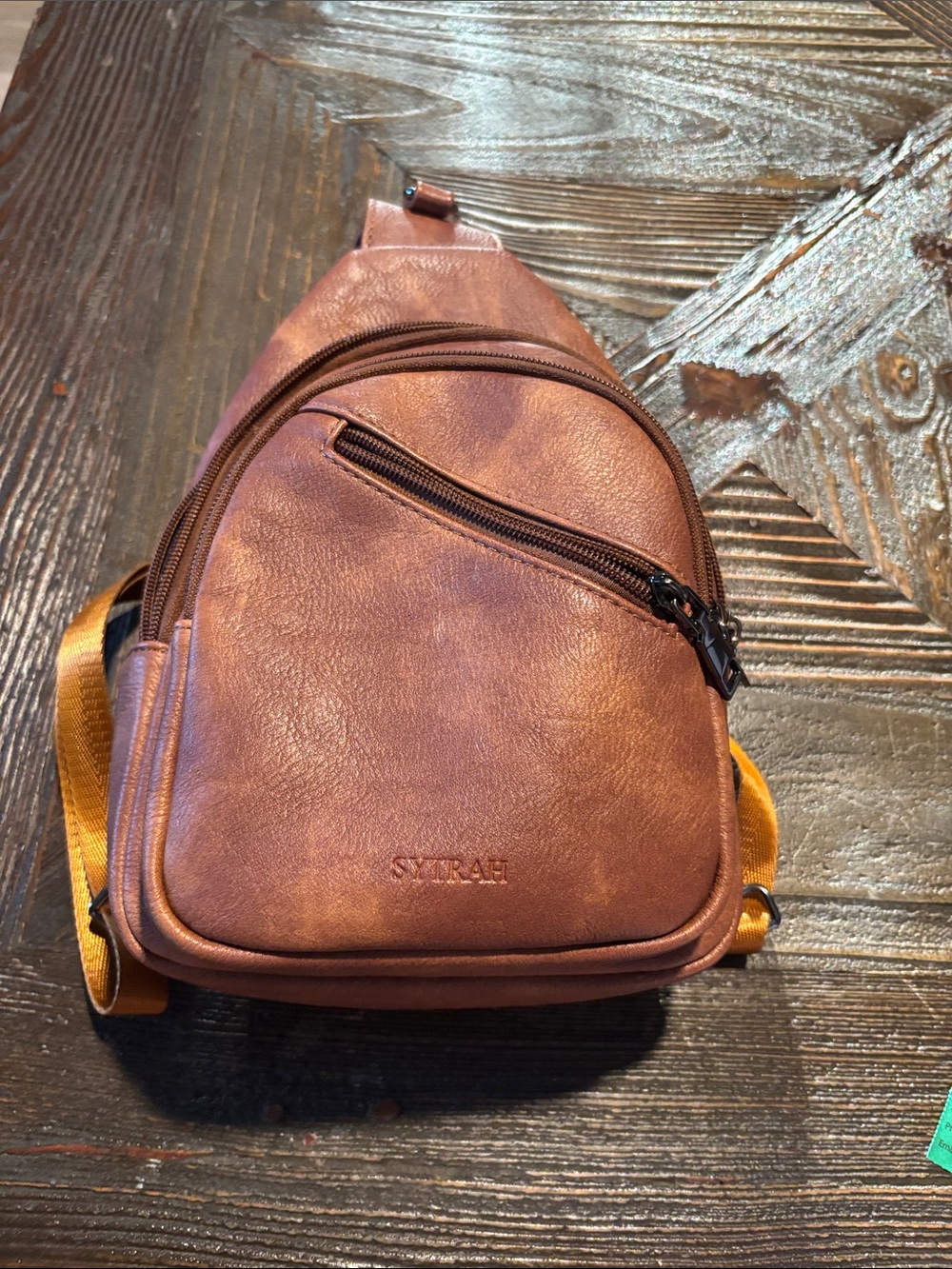 Brown Faux Leather Women’s Backpack Sling